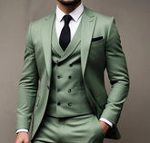Green 3-Piece Suit Wedding Party Suit Traje Americana Hombre