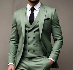 Green 3-Piece Suit Wedding Party Suit Traje Americana Hombre