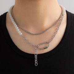 Baroque Simulated Pearls Long Tassel Pendant Necklace For Women Beaded Link Chain Necklace 2022 Trend Lariat Wedding Jewelry
