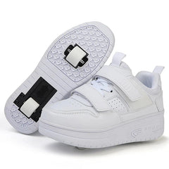 Fashion Girls Boys Roller Skates Children Sneakers With Two Wheels Thick-soled Skateboard Shoes Kids Non-slip Chunky Shoes White SHOWLU FASHION STORE