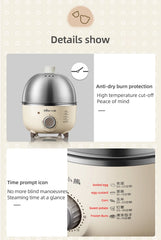 Electric Egg Boiler 360W Stainless Steel 4-6 Eggs Timer Cooker