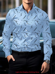 Men's Fashion Luxury Printed Shirt Long Sleeve Collar Button Top High Quality Business Casual Shirt Comfortable and Soft