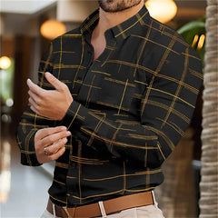 Brand New Boyfriend Shirt Long Sleeve Slim Fit Button Lapel Men's Tops 2024 Fall Fashion 3D Stripe Print Party Shirt S-6XL SHOWLU FASHION STORE
