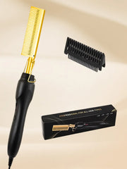 2-in-1 Portable Hair Straightening Brush Hot Comb