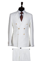 Double Breasted Formal Men Suits Slim Fit Peak Lapel Groom Tuxedo for Wedding Celebrity Party 2 Pieces Suit Jacket with Pants