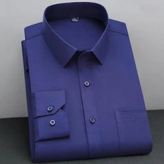 BAMBOOPLE New Fashion Non-iron Shirt Anti-wrinkle Classic Solid Business Casual Soft Wear Long Sleeve Shirts for Men AEchoice
