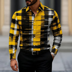 Men's Long Sleeve Shirt Casual Slim Fit Button Down Shirt Linear Stripe Texture Shirt For Men Fashion Top Blouse Male Tees