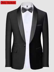 Men's Formal Suit Set Business Casual Slim Fit Tuxedo for Wedding, Long Sleeve Notch Lapel, Groom