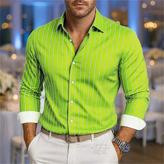 Men's stylish striped shirts, high quality casual breathable lapel button down shirts, long sleeve shirts comfortable men's tops