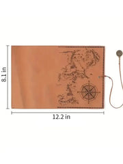 1PC Creative Treasure Map Retro Pencil Case Leather Large Capacity Roll Pencil Bag Embossed Buckle Simple Stationery Box Roll Po