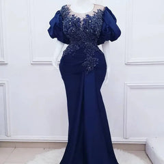 Plus Size Arabic Aso Ebi Mermaid Prom Dresses Lace Beaded Crystals Evening Formal Party Birthday Engagement Gowns Customized SHOWLU FASHION STORE