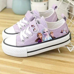 Disney Children's Canvas Shoes frozen elsa Low top Girls sport Shoes PU Autumn Breathable Non slip Casual Shoes SHOWLU FASHION STORE