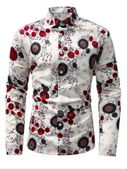 Brand New Men's Fashion Long Sleeve Shirt Striped Flowers Casual Men's Four Seasons Business Shirt