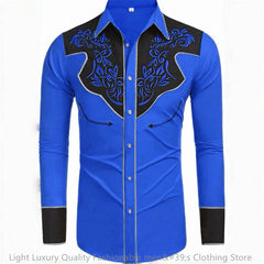 20 -color men's shirt long -sleeved shirt retro western denim big size loose cardigan long -sleeved casual shirt soft fabric