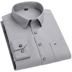 Men's Slim Fit Long Sleeve Shirt Lightweight Solid Color Casual Business Spring Summer Office Fashion Trendy Shirts S-7XL