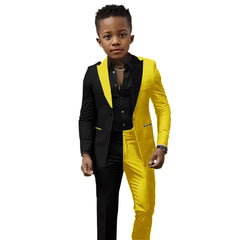 boys wedding suit 2 pcs jacket pant set black and white spliced slim fit customized tuxedo for 2T-16T Easter prom birthday gift