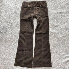 Y2K Brown Flared Jeans Womens Clothing Goth Retro Multi Pockets Low Rise Denim Trousers Harajuku Hot Girl Sexy Slim Jean Pants