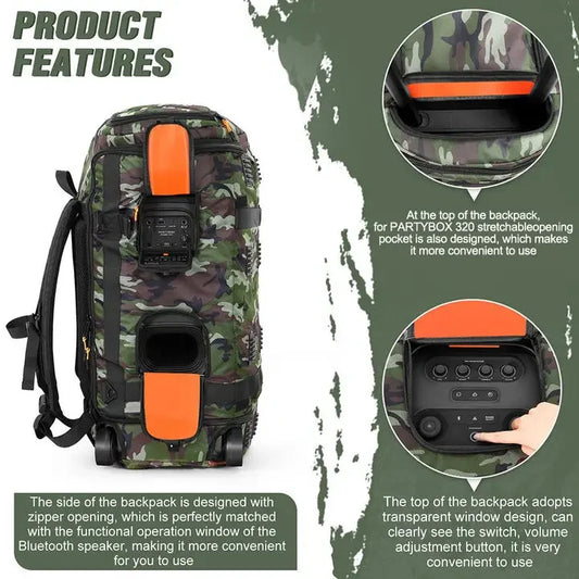 For JBL-Partybox Stage 320 BT Speaker Bag Travel Case Protective Speaker Carrying Case Portable Speaker Carry Tote Bag Backpack
