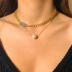 Baroque Simulated Pearls Long Tassel Pendant Necklace For Women Beaded Link Chain Necklace 2022 Trend Lariat Wedding Jewelry