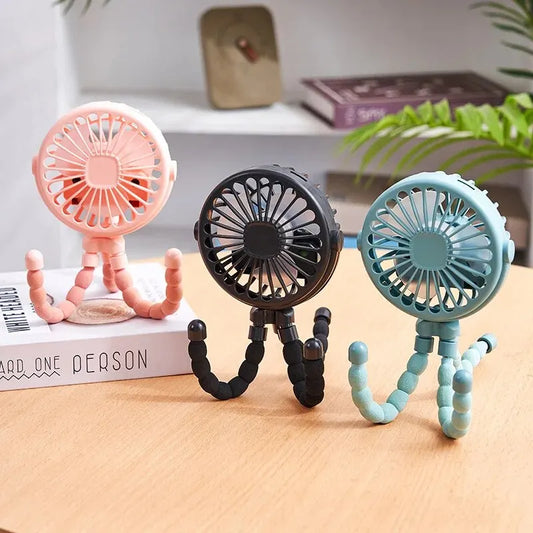 Multi Functional Student Baby Stroller Portable USB Rechargeable Lithium Battery Octopus Mini Fan