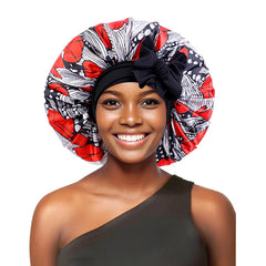 African Large Women Bonnet Satin Ribbon Sleep Cap Elastic Band Women Head Wrap Ladies Night Sleeping Cap Turban Chemo Hat