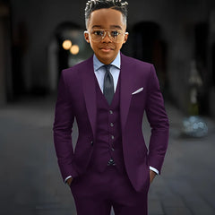 Dark Grey High Quality Boy Suits Slim Fit Single Breasted Peak Lapel Elegant Boy 3 Piece Jacket Pants Vest Kids Sets