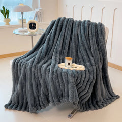 Solid color thickened wide striped multifunctional blanket, can be used as bed sheet cover blanket, nap blanket, pet blanket SHOWLU FASHION STORE