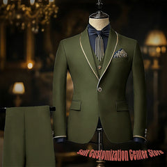 3 Pieces Jacket+Vest+Pants Navy Blue Suits for Man Slim Fit Single Breasted Shawl Lapel Wedding Groom Tuxedos Prom Costume Homme
