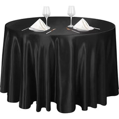 Round Wedding Satin Tablecloth Bright Smooth Silk Table Cover Christmas Decoration Banquet Anniversary Dining Party Table Decor