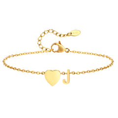Women Heart Initial Anklet Bracelets Adjustable Beach Jewelry Hypoallergenic Stainless Steel Personalized Name Foot Chain Anklet