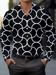 Men's Stylish Casual Long Sleeve Shirt Breathable Tops Gradient Casual Business Shirts Full Sleeve shirts Turn-Down Collar