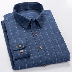 plus size 7xl 100%cotton long sleeve shirts for man slim fit formal plian shirt soft plaid casual tops striped office clothes