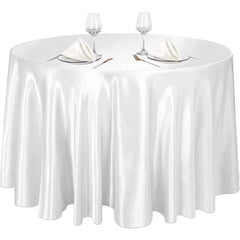 Round Wedding Satin Tablecloth Bright Smooth Silk Table Cover Christmas Decoration Banquet Anniversary Dining Party Table Decor