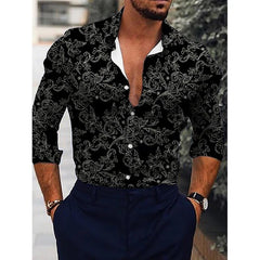 New Hawaiian Piano Luxury Designer Shirts For Men Single Breasted Tops Casual 3D Print Long Sleeve Gentleman Clothing floral