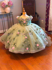 New Quality Flower Girl Dress with Exquisite Applique Dresses for Girls Wedding with Ruffles Sparkly Ball Gown Dress for Girls