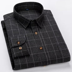 plus size 7xl 100%cotton long sleeve shirts for man slim fit formal plian shirt soft plaid casual tops striped office clothes