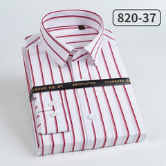 Men's pure cotton long sleeved shirt slim fit high-end light luxury 100 count striped heterochromatic collar wrinkle resistant a