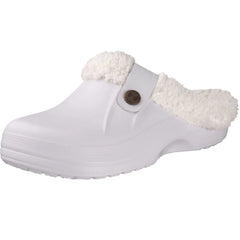 Shevalues Fuzzy Men Clogs Slippers Winter Fur Men Slippers Waterproof Garden Shoes Men Warm House Shoes Anti-slip Fur Slippers