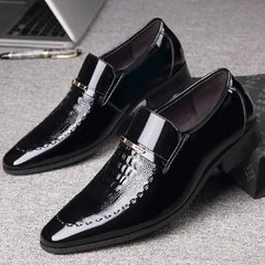 Men Leather Shoes Patent Leather Business Shoes Pointed Toe Platform Work Men Loafers New In Plus Size Zapatos De Vestir Hombre SHOWLU FASHION STORE
