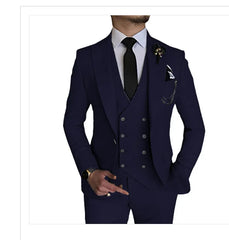 Men's Three-piece Suit Set Business Casual Host Groom Perfprmance Dress Suit