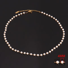 Stainless Steel Necklace White Imitation Pearl Necklace Temperament Clavicle Chain Pearl Choker Necklaces For Women Jewelry