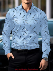Men's high-quality long sleeved lapel button up shirt, comfortable and soft for business and casual men, printed men's shirt