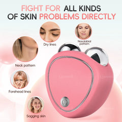 Microcurrent EMS Face Lifting Roller Facial Massager Skin Tightening Rejuvenation Anti-Wrinkle Rechargeable Device Beauty Tool