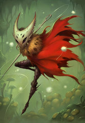 A vertical canvas print of the character Hornet from Hollow Knight in a stylized art piece.