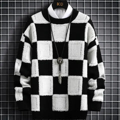 Fall/Winter Mens Brand Pullovers Sweaters High Quality Thick Warm Cashmere Sweater Men Luxury Plaid Pull Homme 2024