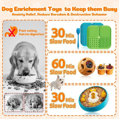 Dog Enrichment Toys 6 Pack Lick Mat Puzzle Ball Bowl for Peanut Butter Frozen Treats Anxiety Relief Boredom Reducer Dog Toys