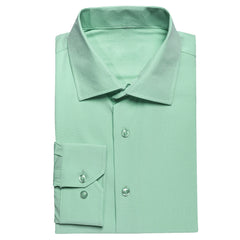 Hi-Tie Plain Solid Silk Men's Shirts Long Sleeve Lapel Dress Suit Shirt Blouse Wedding Business Blue Mint Pink Purple Green Gray