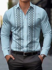 2025 Men's Checked Long-sleeved Shirt Casual Fitted Button Shirt High-end Striped Design Shirt Men's Fashionable Clothing Top