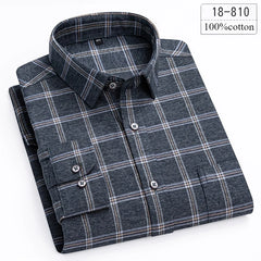 Luxury High-Quality 100% Cotton Houndstooth Full Shirts for Men Slim Fit Casual Shirt Long-Sleeve Plaid Soft Designer Clothes Ro