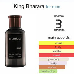 Bharara King Men's Eau de Parfum 3.4oz (100ml) - Refreshing Citrus & Musk Scent Long-Lasting Formaldehyde-Free Fragrance, Daily